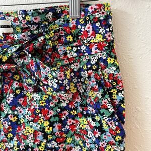 Jules & Leopold Floral Bow Tie Pants Multicolor Rayon Nylon Spandex Women S